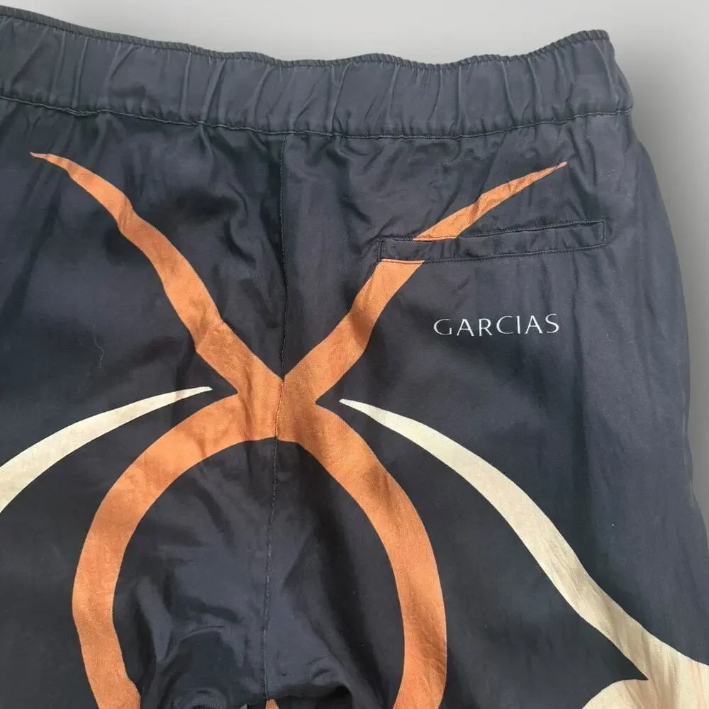 GARCIAS Men’s Bull-Logo Silk Trousers sz M